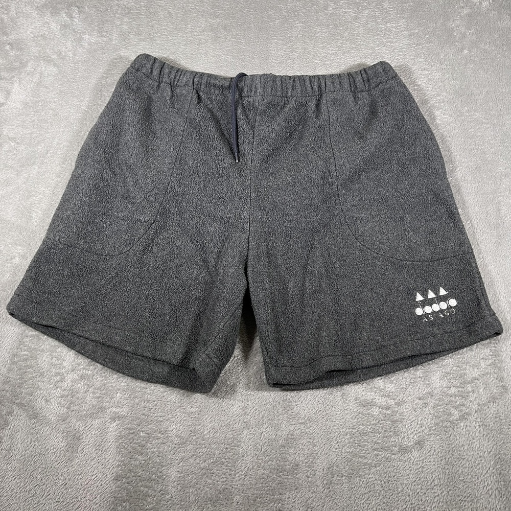 Vintage Diadora Soccer Shorts‎ Mens Small Gray Fleece Asiago Athletic Drawstring